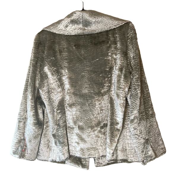 Etcetera Silver Platinum‎ Croc Embossed Faux Fur Jacket Size 14 - Picture 2 of 16